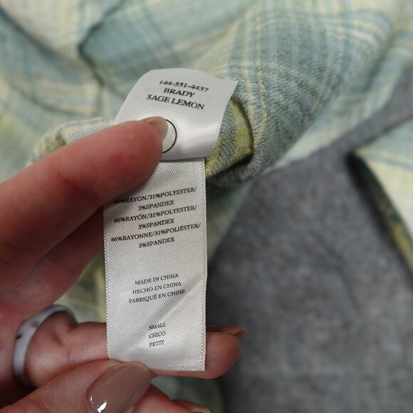 Rails Top Womens Small Brady Sage Lemon Button Shirt Plaid Western Cowgirl - Picture 4 of 10